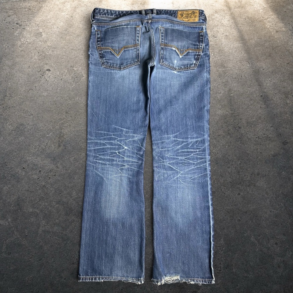 Diesel Zatiny Regular Bootcut Jeans Blue Wash 0073N Size 36x32 Vintage